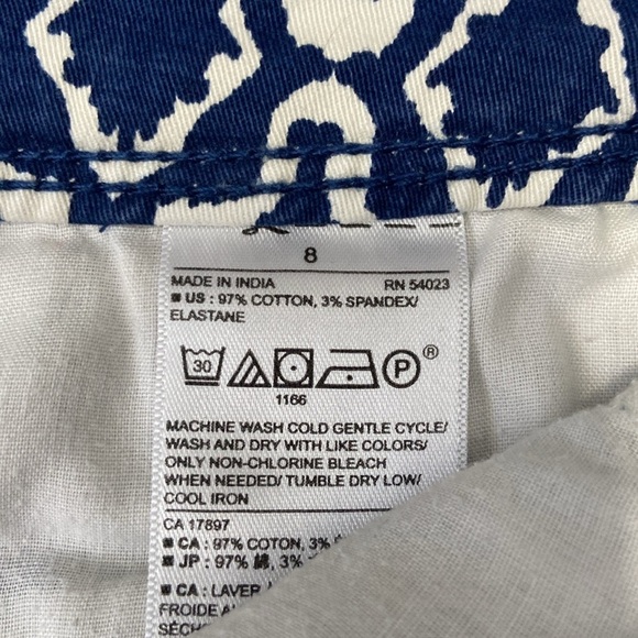 Banana Republic chino shorts size 8 blue white boho travel party euro summer - Picture 8 of 10